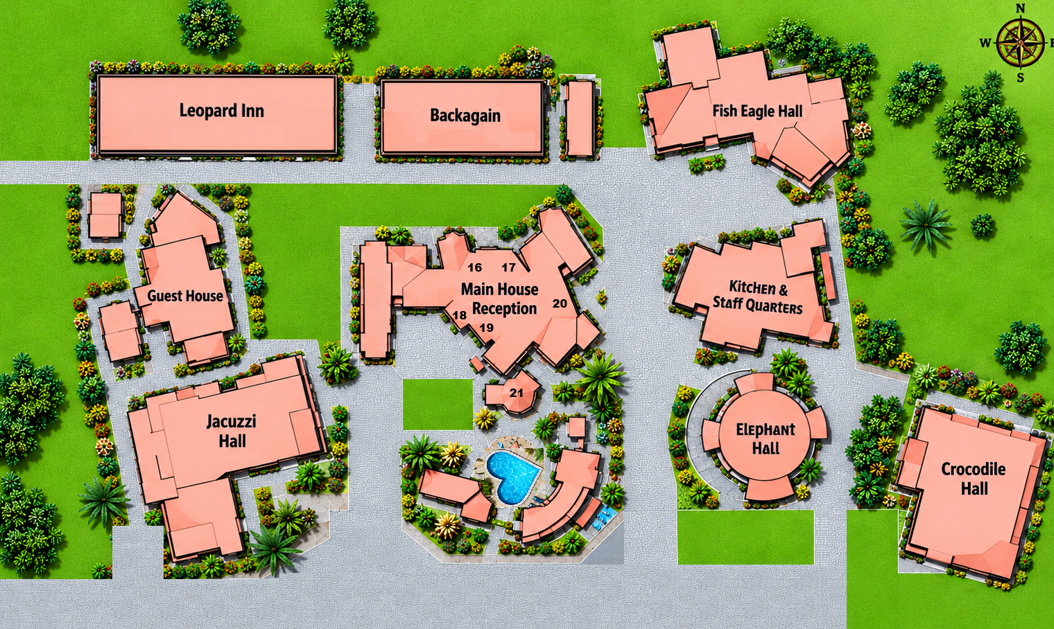 Hoffenhein Lodge First Floor map showing numbered rooms