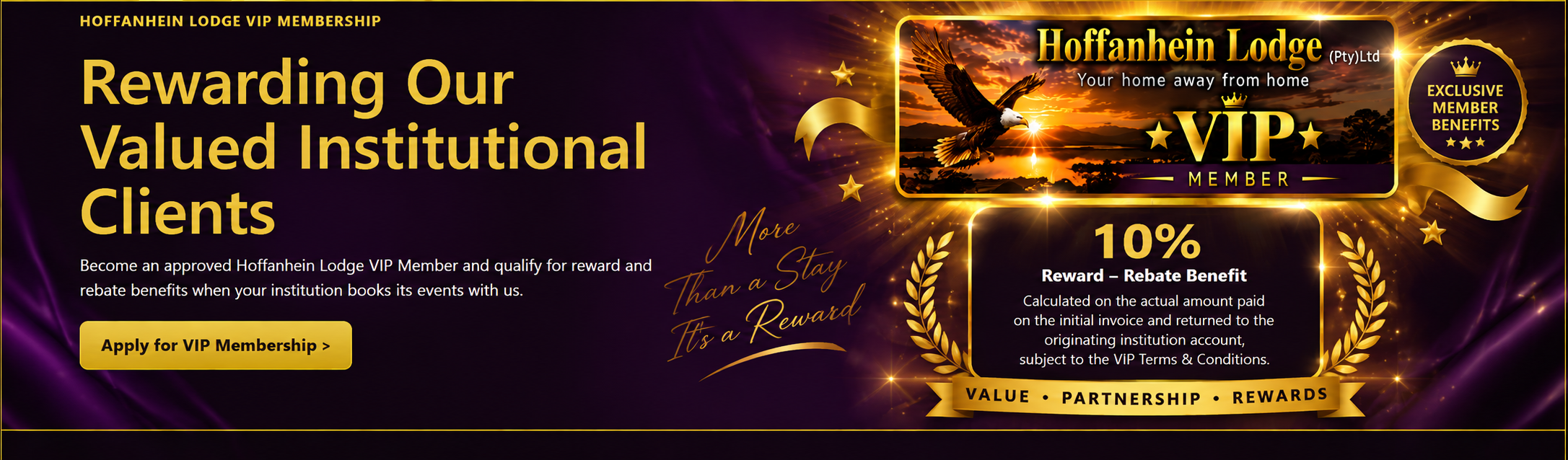 Hoffanhein Lodge VIP membership: exclusive member benefits and ten percent reward rebate